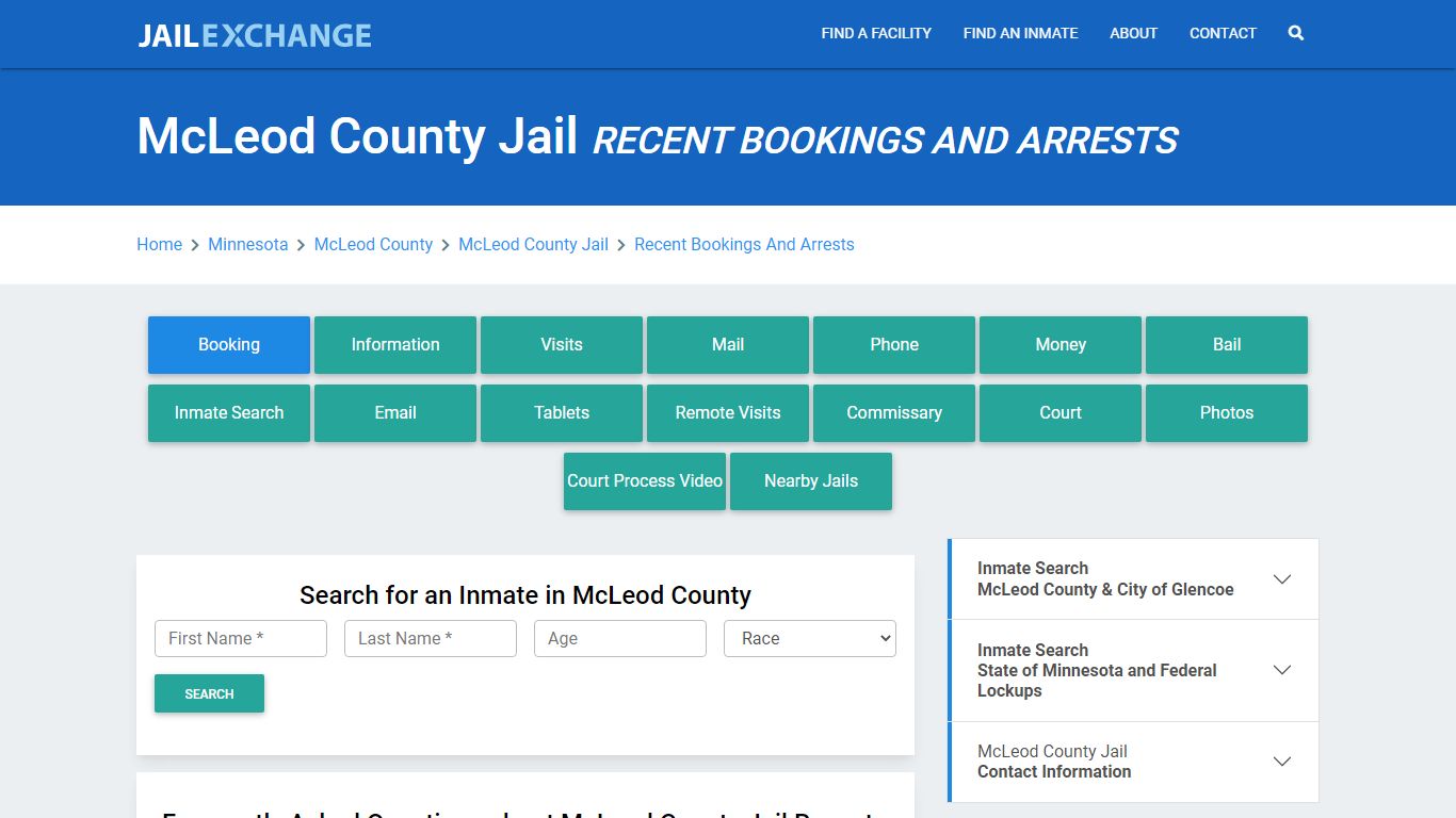 McLeod County Jail Recent Bookings And Arrests - Jail Exchange