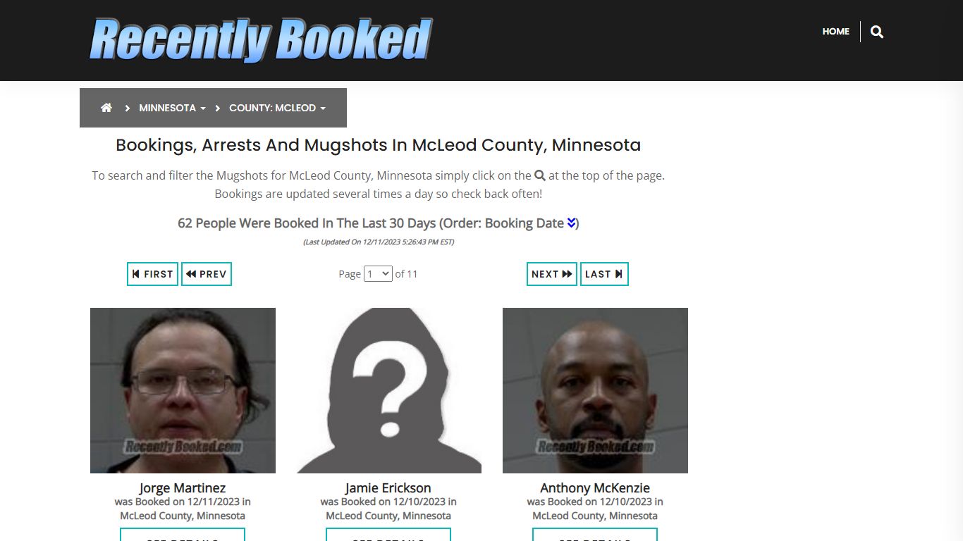 Bookings, Arrests and Mugshots in McLeod County, Minnesota